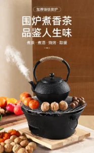 Lò Nướng Than Gang Mini Kèm Vỉ Nướng 27 cm, Nướng Thịt, Đun Ấm Trà Ngoài Trời, Có Hóa Đơn