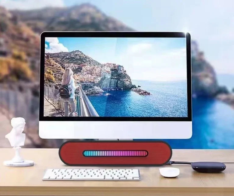 Loa Bluetooth Để Bàn JC-390 Dáng Thanh Dài Có Đèn, Đặt Trước Màn Hình