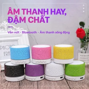 Loa Bluetooth Mini Vân Nứt Có Đèn LED Đổi Màu, Pin 300 mAh, Cổng AUX