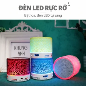Loa Bluetooth Mini Vân Nứt Có Đèn LED Đổi Màu, Pin 300 mAh, Cổng AUX
