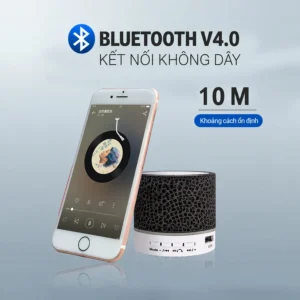 Loa Bluetooth Mini Vân Nứt Có Đèn LED Đổi Màu, Pin 300 mAh, Cổng AUX