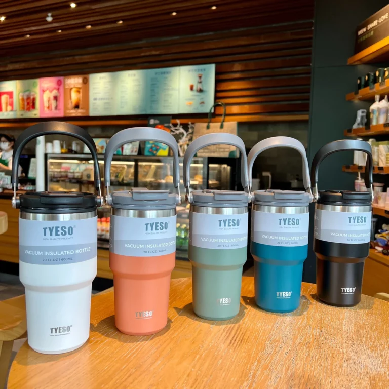 Ly Giữ Nhiệt Tyeso V2 600 ml Có Quai Cầm, Nắp Bật Kèm Ống Hút