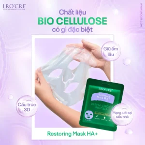 Mặt Nạ Giấy Bio Cellulose Lro'Cre Restoring Mask HA+, Hộp 5 Miếng 125 g