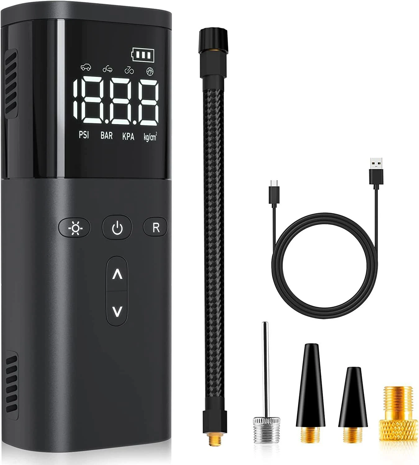 Máy Bơm Lốp Không Dây Cầm Tay CZCQ-101 60 W Màn Hình Số, Tự Ngắt, Có Đèn, Sạc Dự Phòng