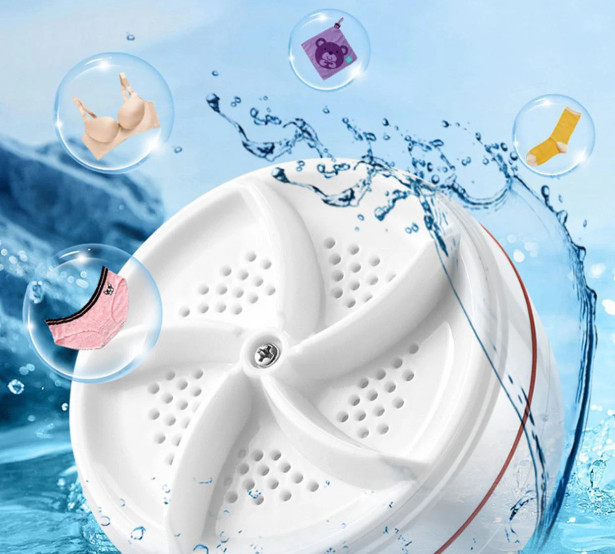 Máy Giặt Mini Dạng Đĩa Xoay Cắm USB 5 V 5 W, Giặt Đồ Lót, Tất, Khăn Trong Chậu