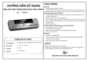 Máy Hút Chân Không Thực Phẩm ALIZZ AL-14454 Hàn Miệng Túi 30 cm, 120 W, Có Hóa Đơn
