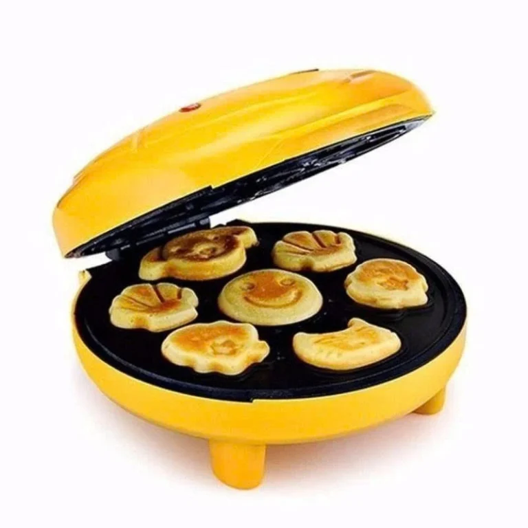 Máy Làm Bánh Hình Thú Mini 7 Ô Màu Vàng, Công Suất 1000 W, Nướng 3 - 5 Phút
