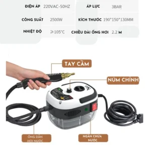 Máy Làm Sạch Hơi Nước Nóng ALIZZ 2500 W Vệ Sinh Bếp, 6 Mức Nhiệt