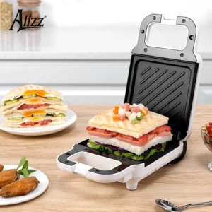 Máy Nướng Bánh Mì Sandwich ALIZZ AL-13812 650 W, Khuôn Chống Dính, Kẹp Nướng 3 Phút