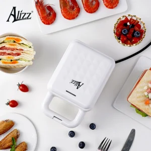 Máy Nướng Bánh Mì Sandwich ALIZZ AL-13812 650 W, Khuôn Chống Dính, Kẹp Nướng 3 Phút