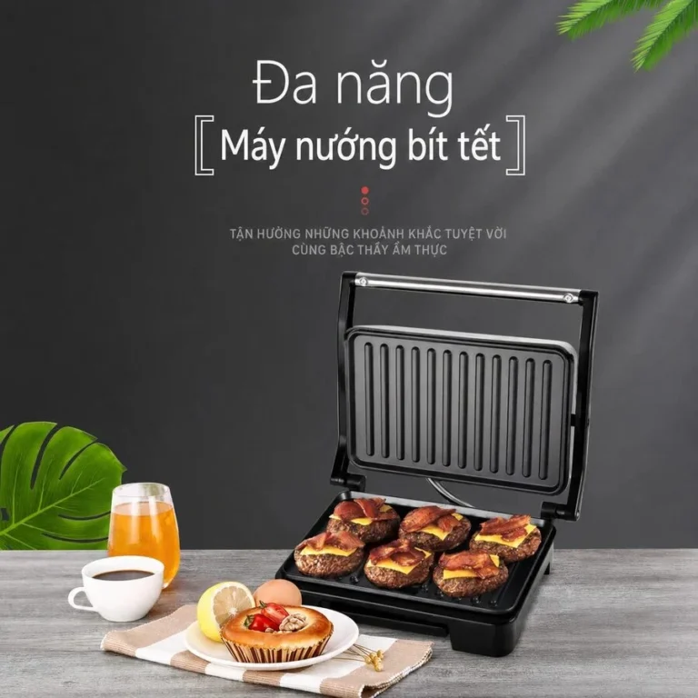 Máy Nướng Bít Tết 2 Mặt ALIZZ-15193 1000 W, Khay Chống Dính, Nướng Thịt, Bánh Mì Kẹp