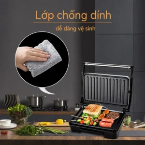 Máy Nướng Bít Tết 2 Mặt ALIZZ-15193 1000 W, Khay Chống Dính, Nướng Thịt, Bánh Mì Kẹp