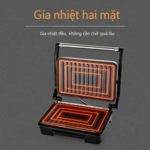 Máy Nướng Bít Tết 2 Mặt ALIZZ-15193 1000 W, Khay Chống Dính, Nướng Thịt, Bánh Mì Kẹp