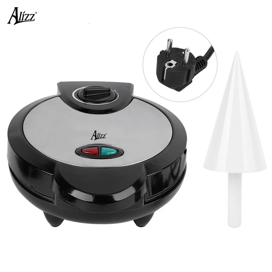 Máy Nướng Vỏ Bánh Ốc Quế ALIZZ AL-15076 1200 W, Núm Chỉnh Nhiệt, Kèm Khuôn Cuộn, Có Hóa Đơn