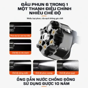 Máy Rửa Xe Dùng Pin 21V Áp Lực 35 Bar Lõi Đồng, Đầu Phun Nhiều Chế Độ, Kèm Thùng Nước