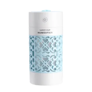 Máy Tạo Độ Ẩm Lucky Cup 250 ml Vỏ Hoa Văn Rỗng, Đèn LED Đổi Màu, Cổng USB, Tự Tắt 4 Giờ
