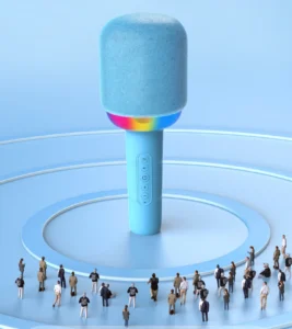 Micro Karaoke Bluetooth Không Dây Có Loa, Đổi Giọng, Màu Hồng / Xanh Lam