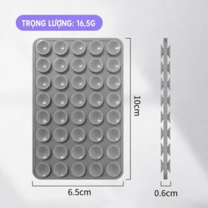 Miếng Hút Chân Không Silicone 2 Mặt 40 Giác Hút Dán Lưng Điện Thoại 6,5 × 10 cm