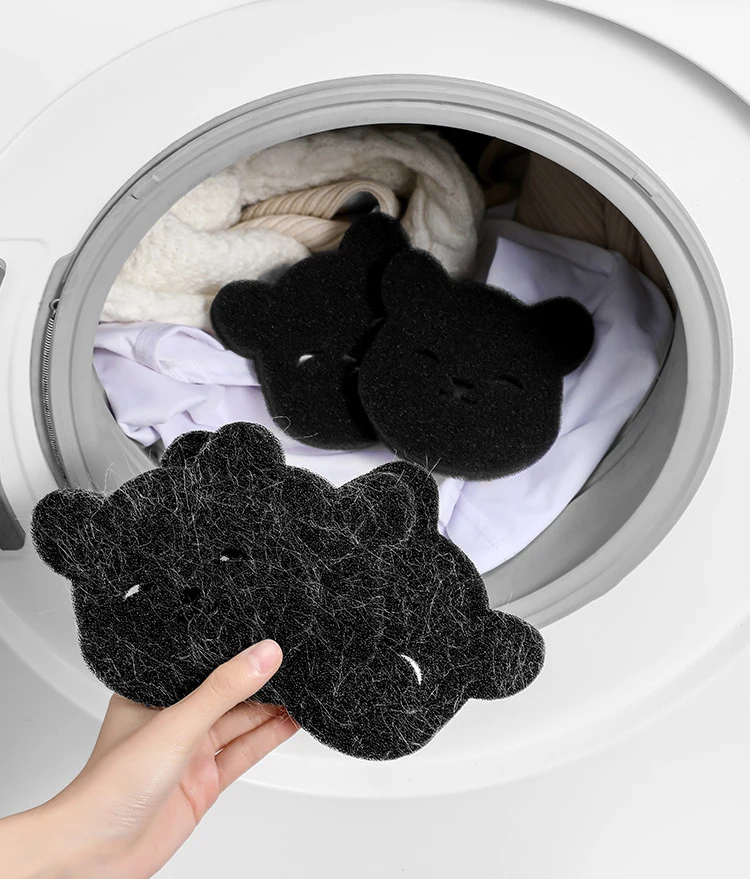 Miếng Lọc Xơ Vải Hình Gấu Bỏ Lồng Máy Giặt, Gom Lông Thú, Tóc, Dùng Lại Nhiều Lần