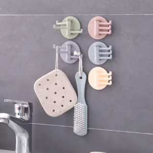Móc Dán Tường Mini 3 Nhánh Xoay 5,8 cm, Treo Chìa Khóa, Dây Sạc, Khăn