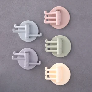 Móc Dán Tường Mini 3 Nhánh Xoay 5,8 cm, Treo Chìa Khóa, Dây Sạc, Khăn