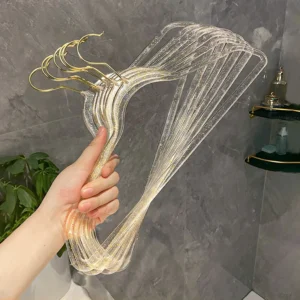 Móc Treo Quần Áo Acrylic Trong Suốt Kim Tuyến 40 x 22 cm (1 Cái)