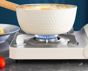 Nồi Chảo Sâu Lòng Chống Dính Vân Đá 18 cm Cán Gỗ, Dùng Bếp Từ, Gas, Hồng Ngoại