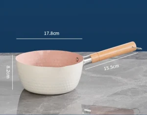 Nồi Chảo Sâu Lòng Chống Dính Vân Đá 18 cm Cán Gỗ, Dùng Bếp Từ, Gas, Hồng Ngoại