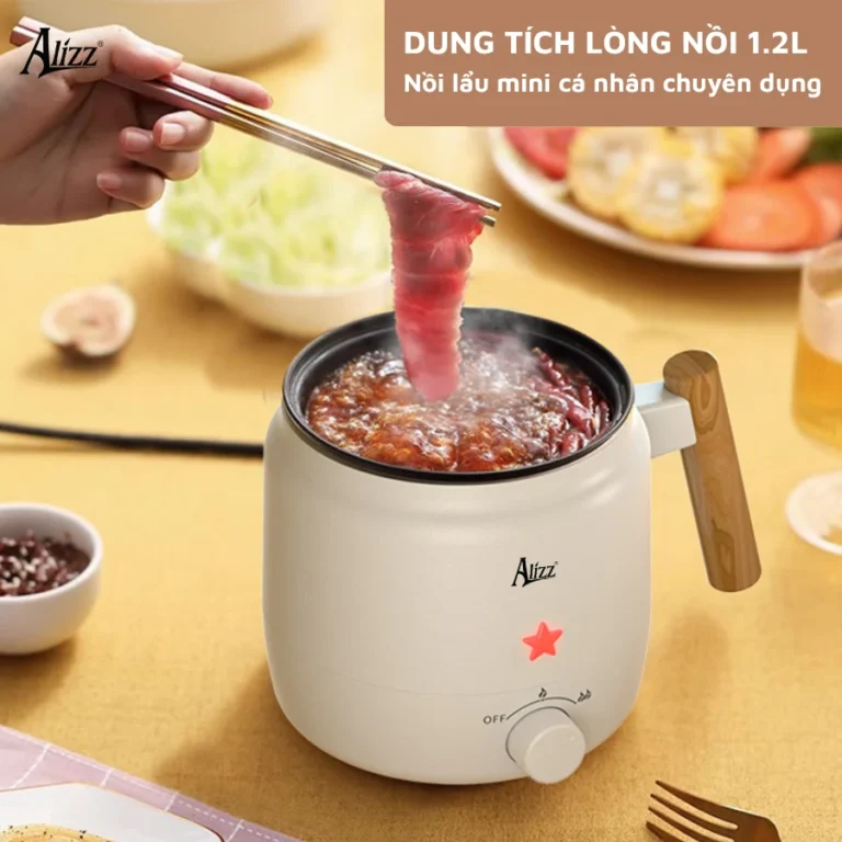 Nồi Nấu Đa Năng Mini ALIZZ AL-14502 1,2 L, Núm Vặn 2 Mức 180 W / 350 W, Lòng Chống Dính