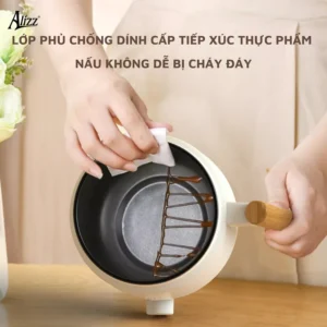 Nồi Nấu Đa Năng Mini ALIZZ AL-14502 1,2 L, Núm Vặn 2 Mức 180 W / 350 W, Lòng Chống Dính