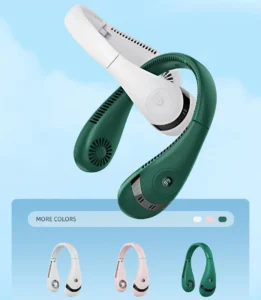 Quạt Đeo Cổ Không Cánh Tích Điện Sạc USB, Màn Hình Báo Pin, Nhiều Mức Gió