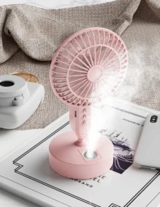 Quạt Mini Phun Sương Để Bàn 4 Chế Độ, Sạc Type-C, Màu Hồng