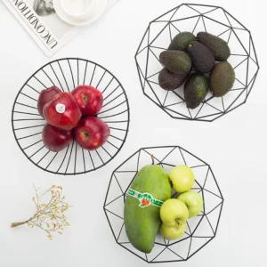 Rổ Sắt Đựng Trái Cây Màu Vàng Dáng Hoa Sen 27 × 7,5 cm Trang Trí Bàn Ăn