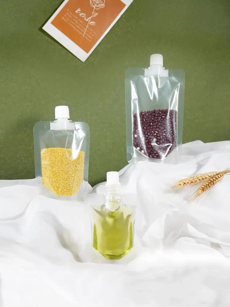 Set 10 Túi Đựng Hạt Khô Trong Suốt Có Vòi Nắp Vặn, Đáy Đứng