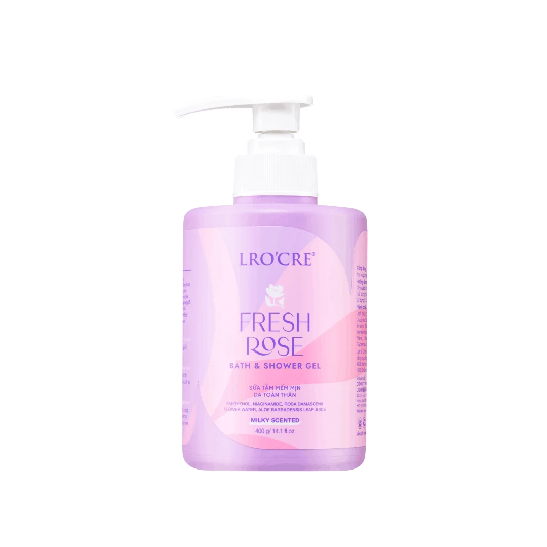 Sữa Tắm Cấp Ẩm Lro'Cre Fresh Rose Bath & Shower Gel 400 g, Hương Hoa Hồng