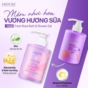 Sữa Tắm Cấp Ẩm Lro'Cre Fresh Rose Bath & Shower Gel 400 g, Hương Hoa Hồng