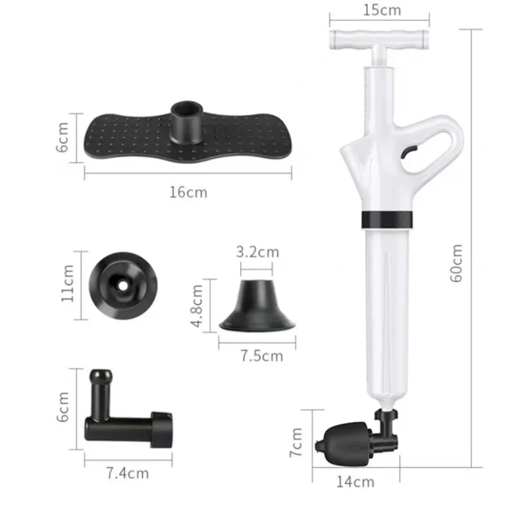 Súng Thông Tắc Bồn Cầu Khí Nén Hình Chữ T Kèm 3 Đầu Thông