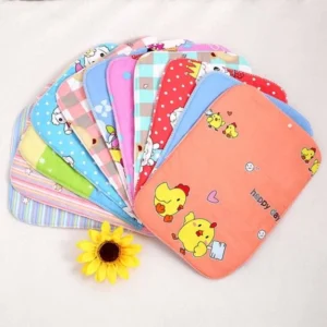 Tấm Lót Chống Thấm Cho Bé 3 Lớp Cotton Hai Mặt, Lót Thay Tã, Giặt Được