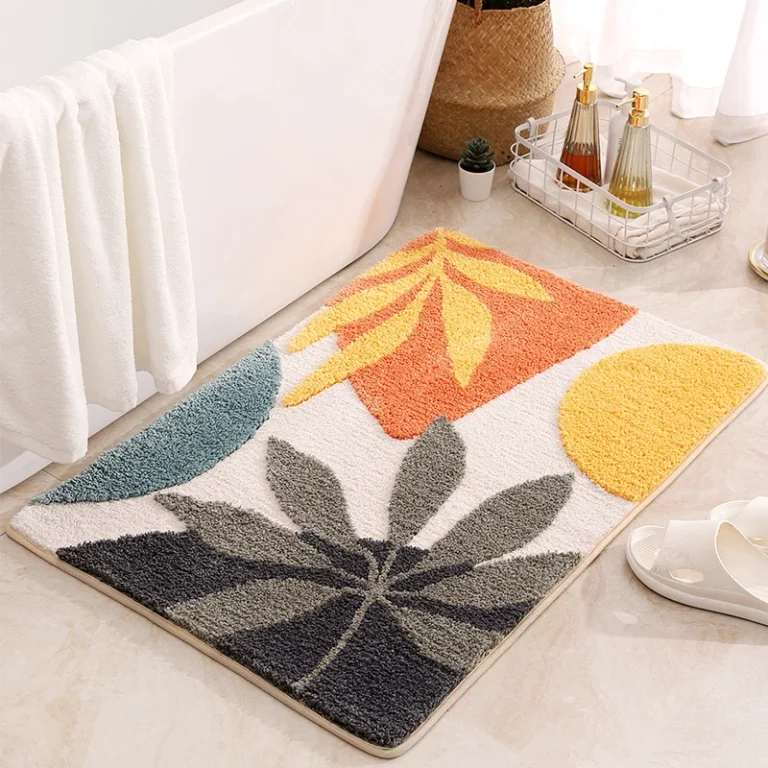 Thảm Chùi Chân Thấm Hút TPR 40 × 60 cm Đế Chống Trượt, Họa Tiết Lá