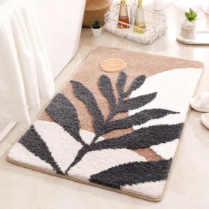 Thảm Chùi Chân Thấm Hút TPR 40 × 60 cm Đế Chống Trượt, Họa Tiết Lá