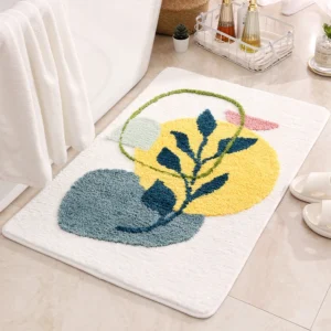 Thảm Chùi Chân Thấm Hút TPR 40 × 60 cm Đế Chống Trượt, Họa Tiết Lá