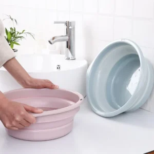 Thau Nhựa Gấp Gọn Cỡ Trung Cao 12 cm, Đường Kính 35 cm, Rửa Rau, Ngâm Chân, Đi Du Lịch