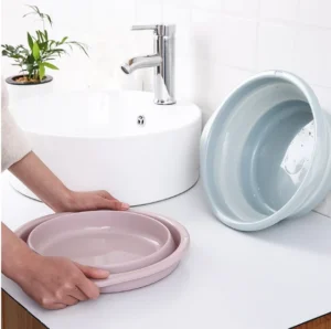 Thau Nhựa Gấp Gọn Cỡ Trung Cao 12 cm, Đường Kính 35 cm, Rửa Rau, Ngâm Chân, Đi Du Lịch