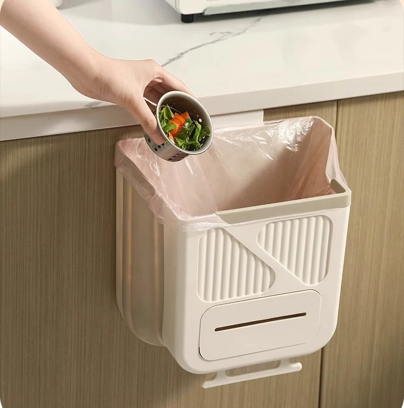 Thùng Rác Treo Cánh Tủ Bếp 4 L Gấp Gọn 20 × 25 × 12 cm, Có Khe Rút Túi Rác