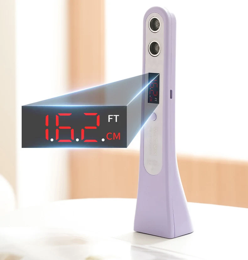Thước Đo Chiều Cao Điện Tử Siêu Âm Đo Tới 2 m, Màn Hình Số, Sạc USB, 23 × 5,6 × 3,5 cm