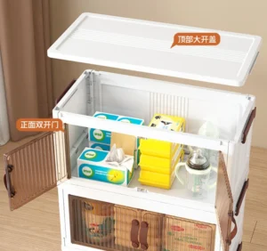 Tủ Nhựa Gấp Gọn 5 Tầng Có Bánh Xe, Cửa Mở Trước, Đựng Quần Áo, Đồ Chơi