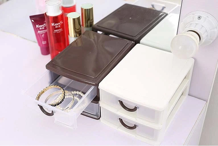 Tủ Nhựa Mini 2 Ngăn Kéo Đựng Mỹ Phẩm, Trang Sức 17,2 × 13,3 × 10,7 cm