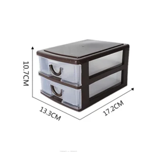 Tủ Nhựa Mini 2 Ngăn Kéo Đựng Mỹ Phẩm, Trang Sức 17,2 × 13,3 × 10,7 cm