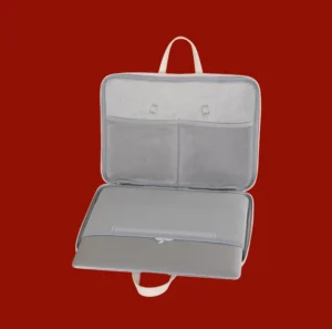 Túi Laptop 13 Inch Da PU Có Đai Gắn Tay Kéo Vali, Màu Kem