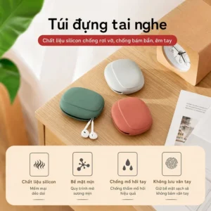 Túi Silicone Đựng Tai Nghe 9 × 8 × 2,5 cm, Đựng Cáp Sạc, USB, Chìa Khóa, Có Hóa Đơn